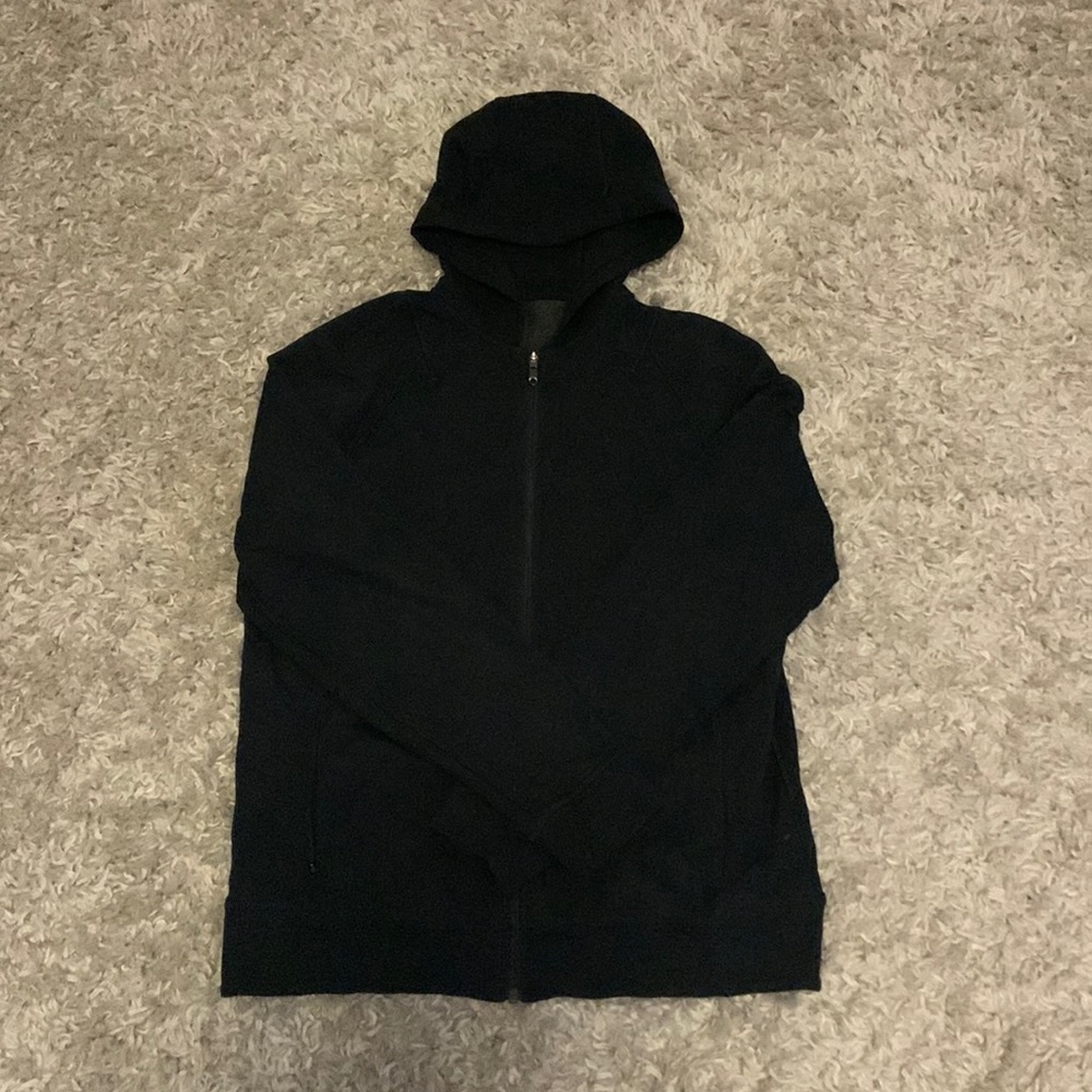 Mens LULULEMON Black Full Zip Hooded Hooded Sweater Jacket - Large